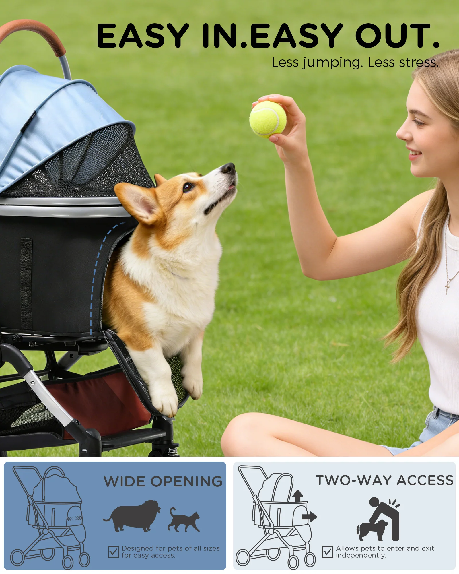 Foldable Pet Stroller PET-CART01 for Cats & Small Dogs - Image 19