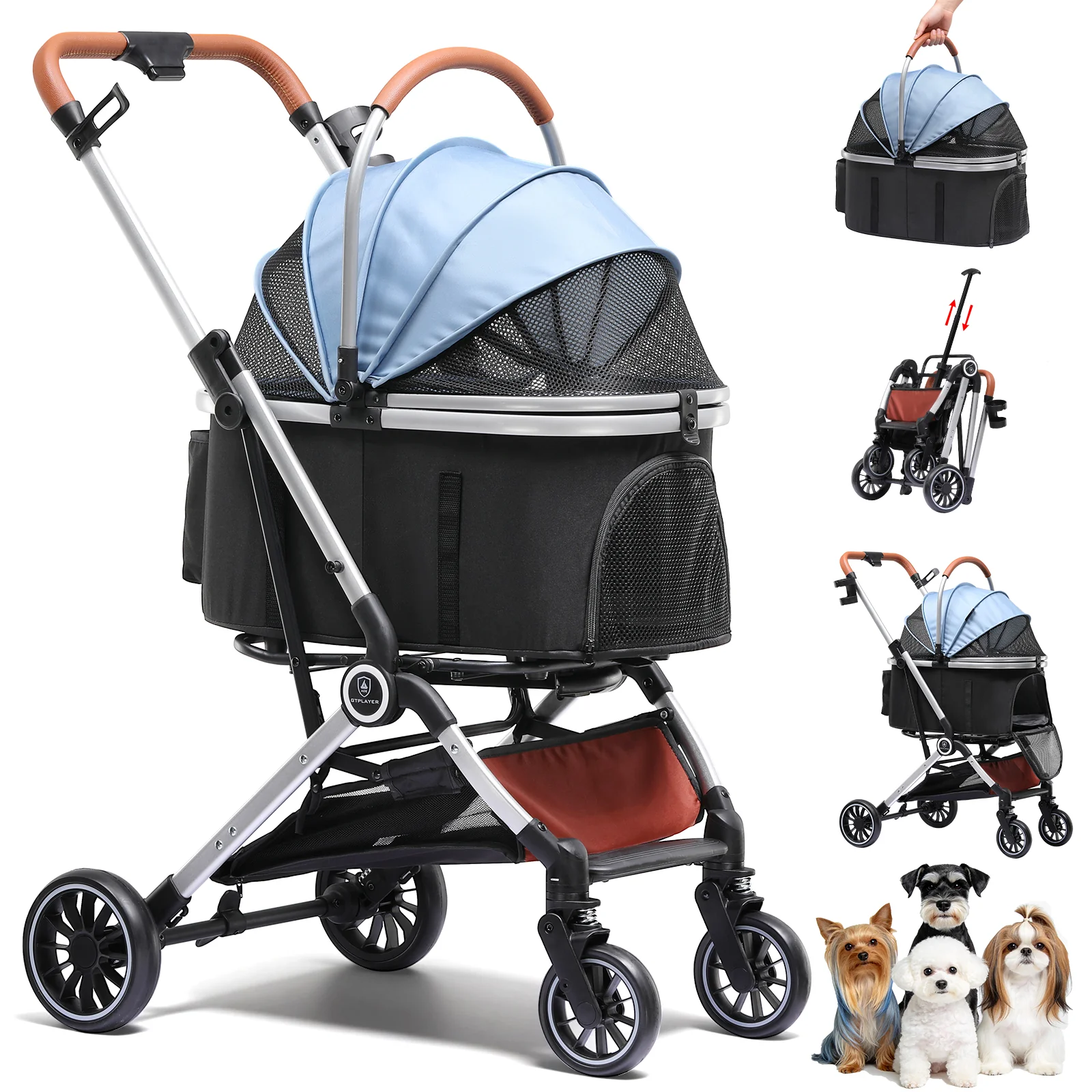 Foldable Pet Stroller PET-CART01 for Cats & Small Dogs - Image 22