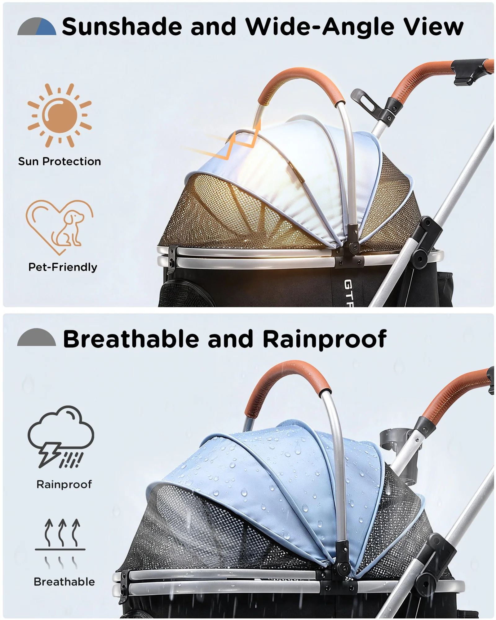 Foldable Pet Stroller PET-CART01 for Cats & Small Dogs - Image 24