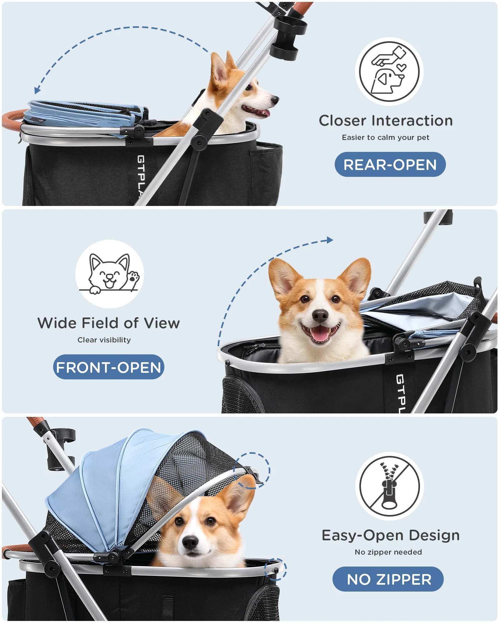 Foldable Pet Stroller PET-CART01 for Cats & Small Dogs - Image 25