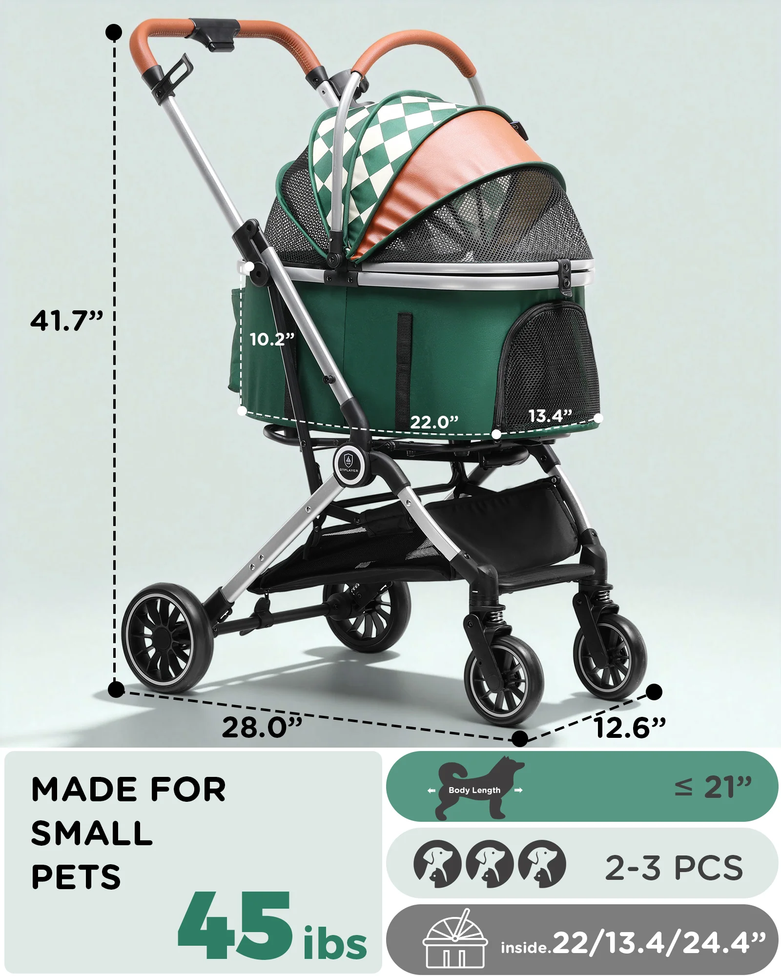 Foldable Pet Stroller PET-CART01 for Cats & Small Dogs - Image 28