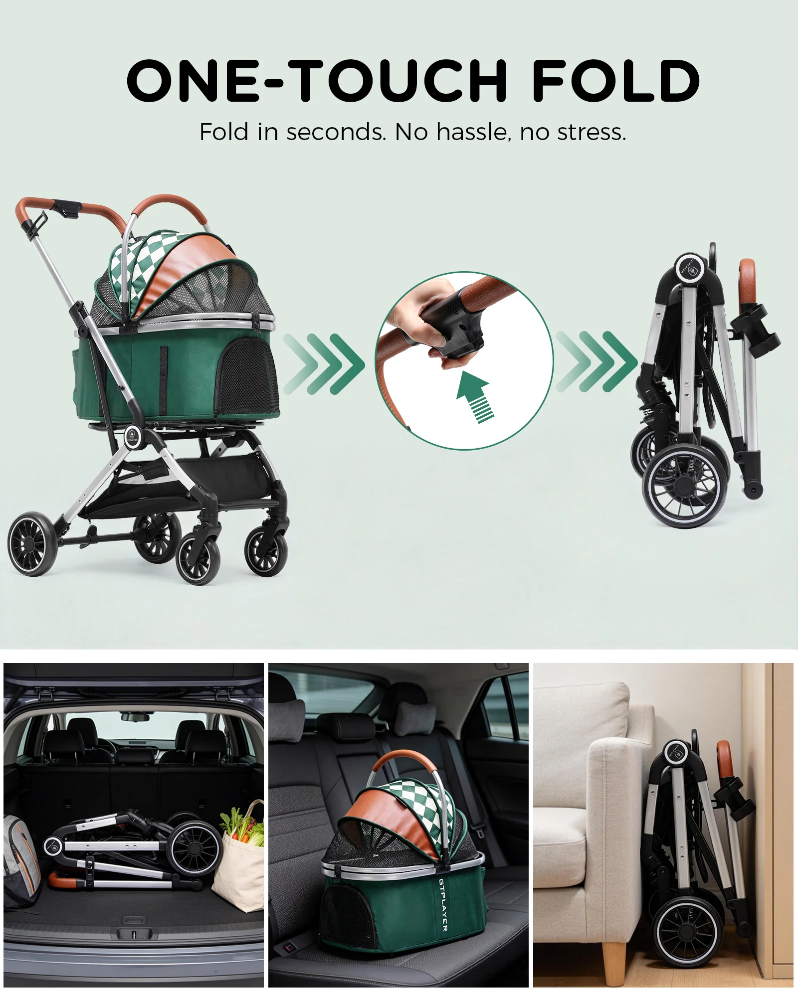 Foldable Pet Stroller PET-CART01 for Cats & Small Dogs - Image 33