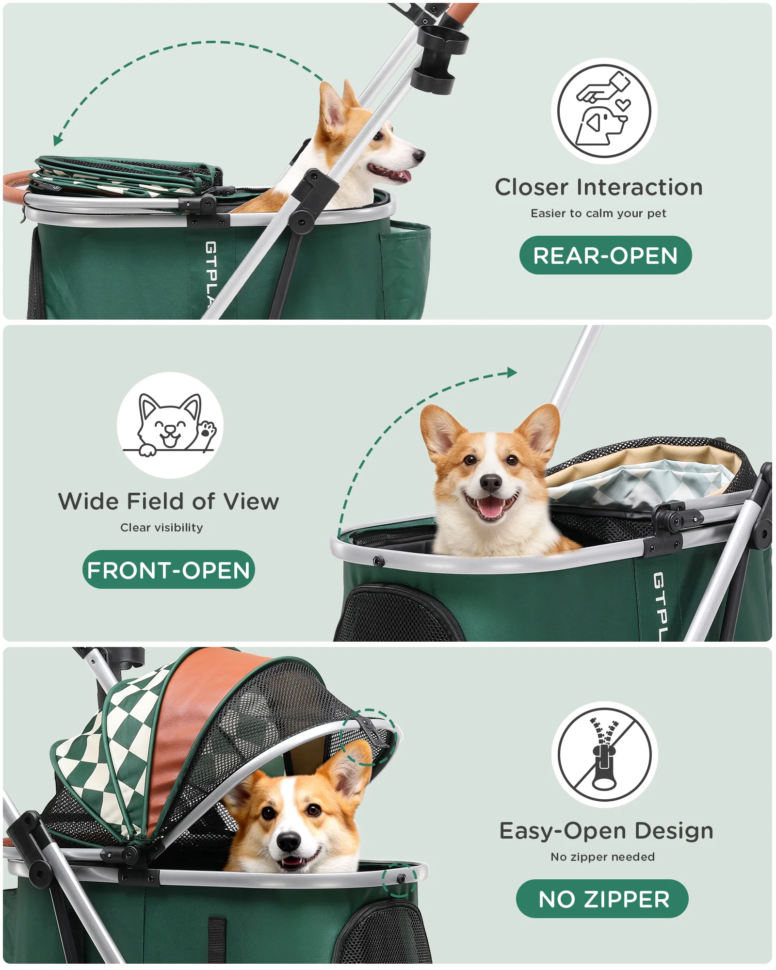 Foldable Pet Stroller PET-CART01 for Cats & Small Dogs - Image 38
