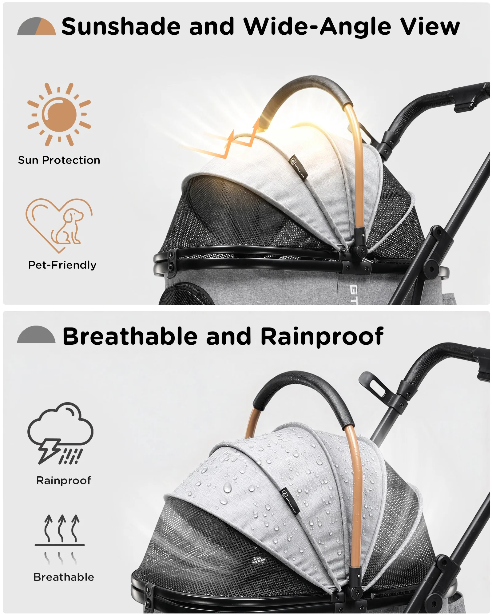 Foldable Pet Stroller PET-CART01 for Cats & Small Dogs - Image 6